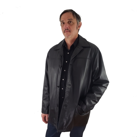 Banana Republic Other - Banana Republic 3 Button Leather Topper Coat L